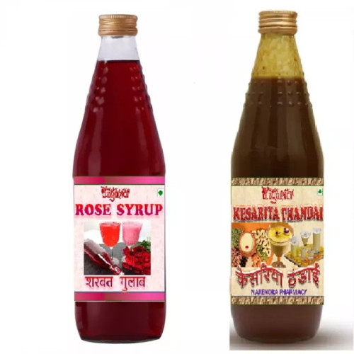 Yugantar Rose & Kesariya Badam Thandai Syrup (750ml Each) (1Pack)