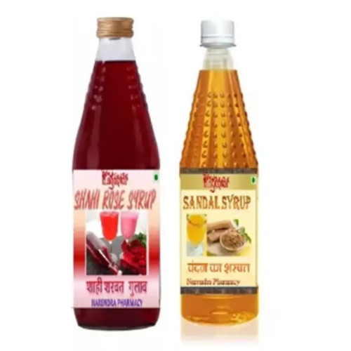 Yugantar Shahi Rose & Sandal Syrup With Silver Leaves (750ml Each) (1Pack)