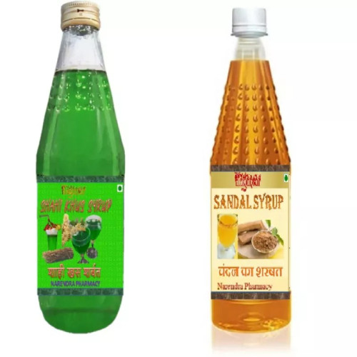 Yugantar Sandal & Shahi Khus Syrup With Silver Leaves (750ml Each) (1Pack)