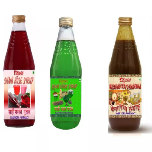 Yugantar Shahi Rose, Shahi Khus & Kesariya Badam Thandai Syrup (750ml, Pack of 3)