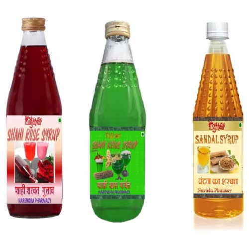 Yugantar Shahi Rose, Shahi Khus & Sandal Syrup With Silver Leaves (750ml, Pack of 3)