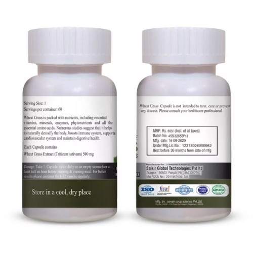 Vringra Wheatgrass  Capsules + Spirulina & Omega 369  Capsules (Each 60 Capsules) (1Pack)