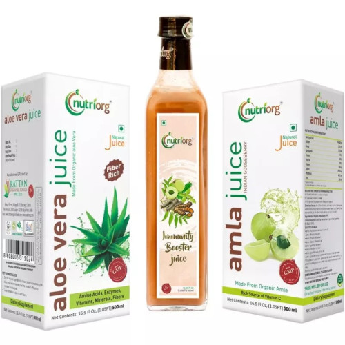 Nutriorg Aloe Vera Juice + Immunity Booster Juice + Amla Juice (Each 500ml) (1Pack)