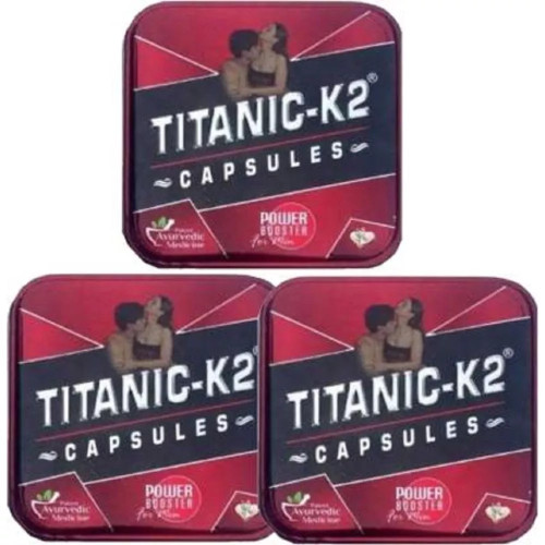 Titanic K2 Ayurvedic Power Booster  Capsulesule (6 Capsules, Pack of 3)