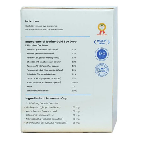 Jagat Pharma Isotine Gold Eye Drops + Isoneuron  Capsules (Each 10ml Eye Drops + 60  Capsules) (1Pack)