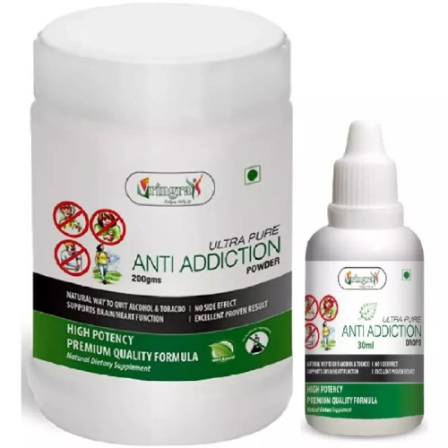 Vringra Anti Addiction Powder + Ultra Pure Anti Addiction Drops (Powder 200g + Drops 30ml) (1Pack)