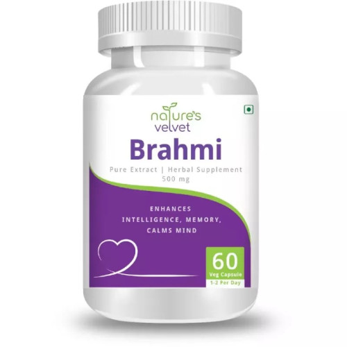 Natures Velvet Brahmi Pure Extract 500Mg Veggie  Capsules (60 Capsules)