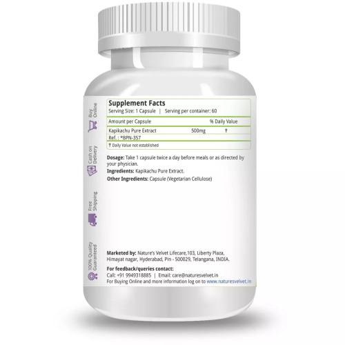 Natures Velvet Kapikachu Pure Extract 500Mg Veggie  Capsules (60 Capsules)