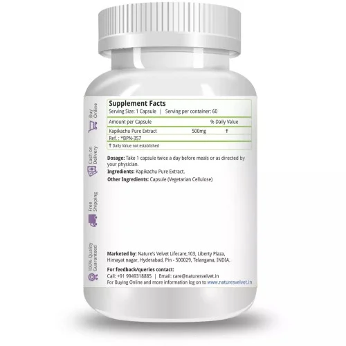 Natures Velvet Kapikachu Pure Extract 500Mg Veggie  Capsules (60 Capsules)