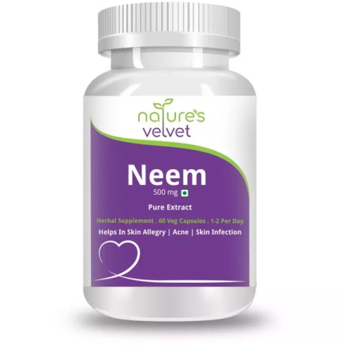 Natures Velvet Neem Pure Extract 500Mg Veggie  Capsules (60 Capsules)