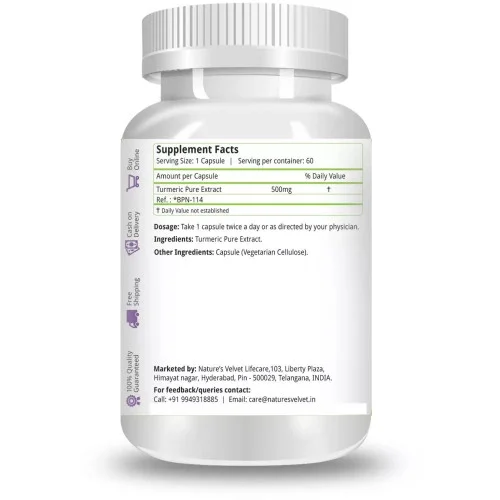 Natures Velvet Turmeric Pure Extract 500Mg Veggie  Capsules (60 Capsules)
