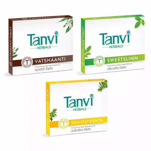 Tanvi Herbals Vatshaanti + Sweetslimm + Tanvijyeshta  Tablet (Each 30 Tablet) (1Pack)