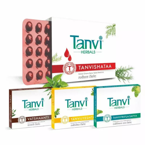 Tanvi Herbals Tanvishataa + Vatshaanti + Tanvijyeshta + Tanvitriflasatva  Tablet (Each 30 Tablet) (1Pack)