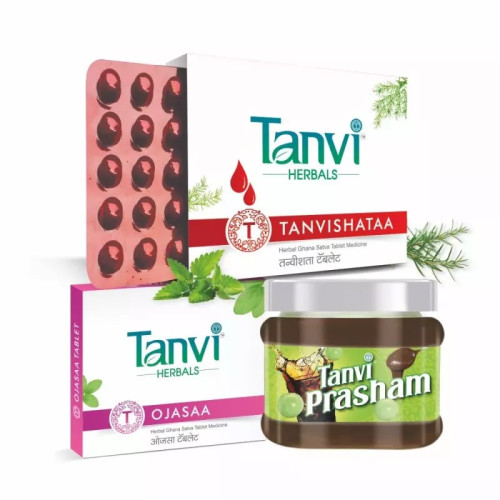 Tanvi Herbals Tanvishataa  Tablet + Ojasaa  Tablet + Prasham Paste (Each 30 Tablet + Paste 300g) (1Pack)