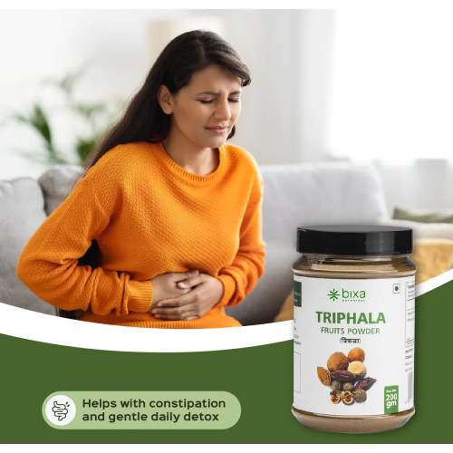 Bixa Botanical Triphala Fruit Powder Amla + Haritaki + Bibhitaki (200g)
