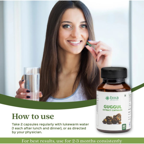 Bixa Botanical Guggul Extract Veg  Capsules (450Mg) 2.5% Guggulsterones (60 Capsules)