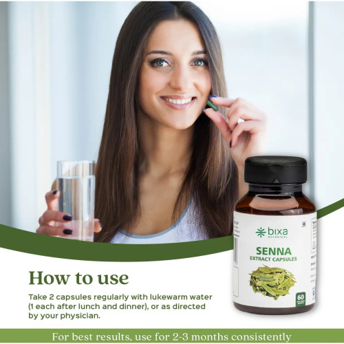 Bixa Botanical Indian Senna Extract Veg  Capsules (450Mg) 10% Sennoside (60 Capsules)
