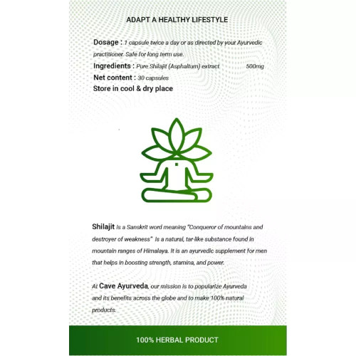 Cave Ayurveda Shilajit 500Mg (30 Capsules)