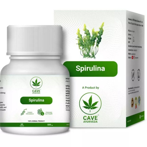 Cave Ayurveda Spirulina 500Mg (60 Capsules)