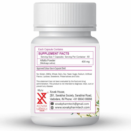 Xovak Pharma Tech Alfalfa  Capsules (60 Capsules)