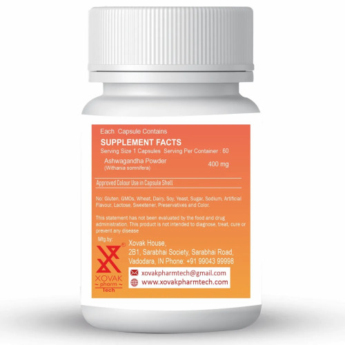 Xovak Pharma Tech Ashwagandha  Capsules (60 Capsules)