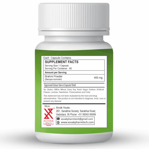 Xovak Pharma Tech Brahmi  Capsules (60 Capsules)