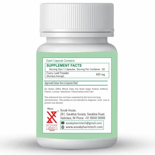 Xovak Pharma Tech Curry Leaf  Capsules (60 Capsules)