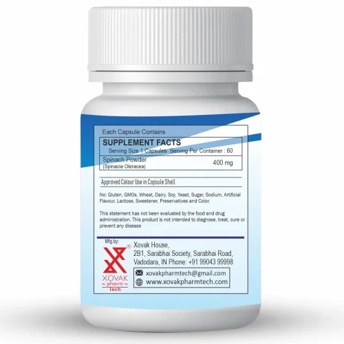 Xovak Pharma Tech Natural & Herbal Spinach  Capsules (60 Capsules)
