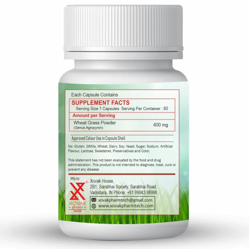 Xovak Pharma Tech Wheat Grass  Capsules (60 Capsules)