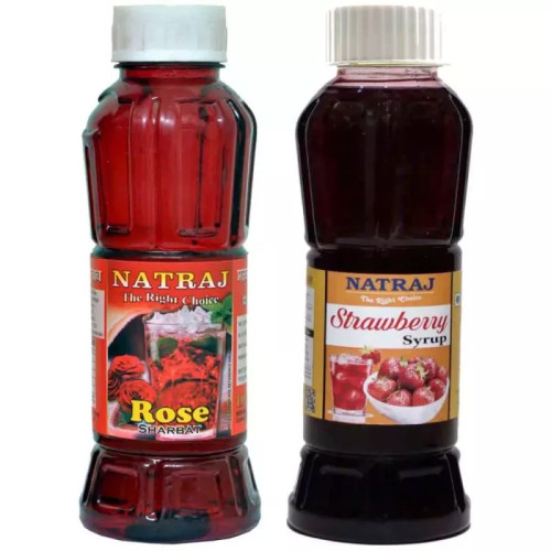 Natraj Rose & Strawberry Sharbat Combo (Each 750ml) (1Pack)