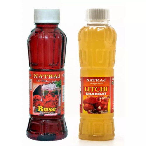 Natraj Rose & Litchi Sharbat Combo (Each 750ml) (1Pack)