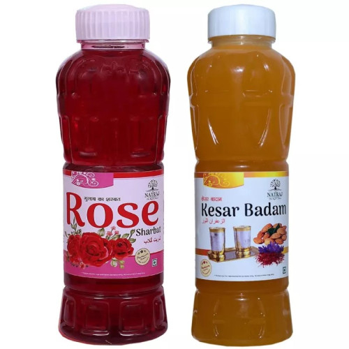 Natraj Rose & Kesar Badam Sharbat Combo (Each 750ml) (1Pack)