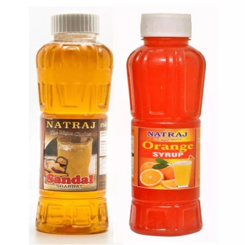 Natraj Sandal & Orange Sharbat Combo (Each 750ml) (1Pack)