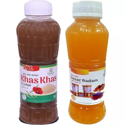 Natraj Khas & Kesar Badam Sharbat Combo (Each 750ml) (1Pack)