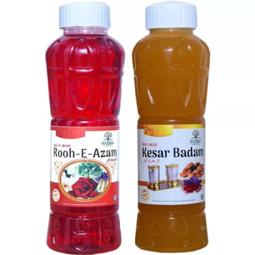 Natraj Rooh-E-Azam & Kesar Badam Sharbat Combo (Each 750ml) (1Pack)