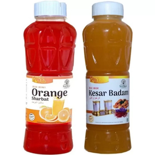 Natraj Orange & Kesar Badam Sharbat Combo (Each 750ml) (1Pack)