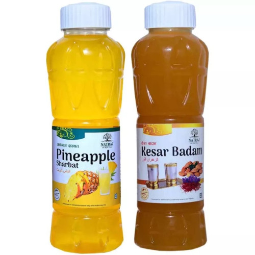 Natraj Pineapple & Kesar Badam Sharbat Combo (Each 750ml) (1Pack)