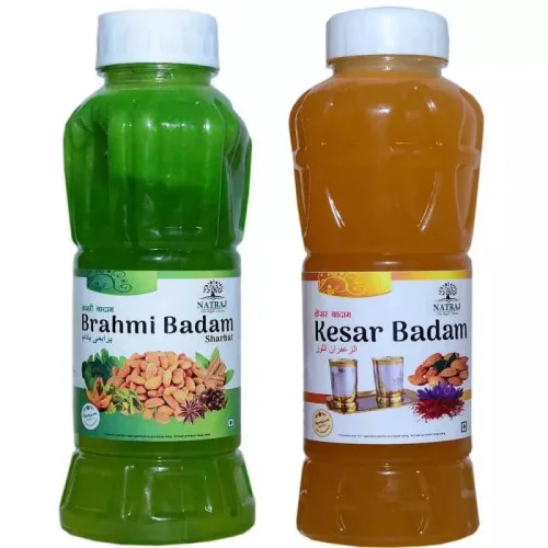 Natraj Brahmi Badam & Kesar Badam Sharbat Combo (Each 750ml) (1Pack)