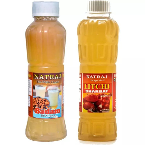 Natraj Badam & Litchi Sharbat Combo (Each 750ml) (1Pack)