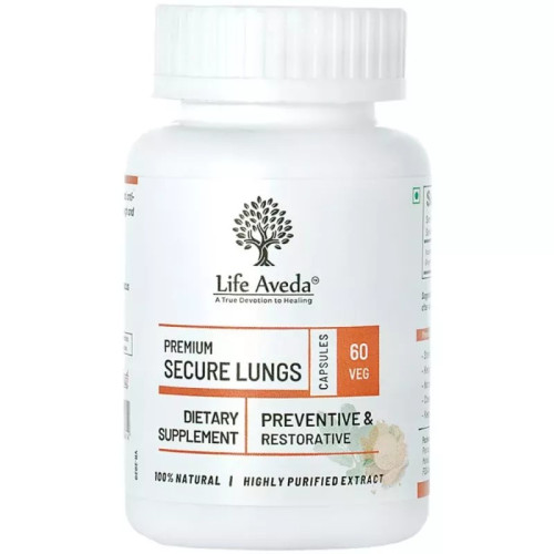 Life Aveda Premium Secure Lungs (500Mg) Veg  Capsules (60 Capsules)