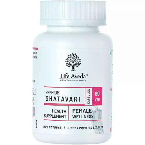 Life Aveda Premium Shatavari (500Mg) Veg  Capsules (60 Capsules)