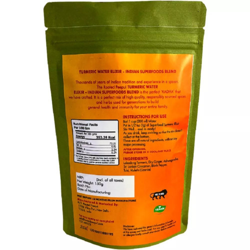 Rooted Peepul Turmeric Water Elixir Superfood Blend Kadha (150g)
