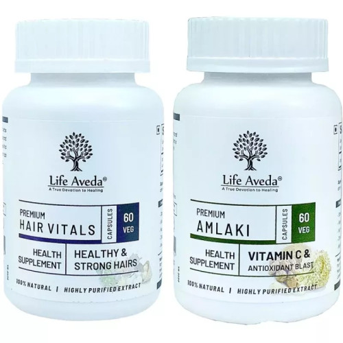 Life Aveda Hair Vitals + Amlaki  Capsules (Each 60  Capsules) (1Pack)