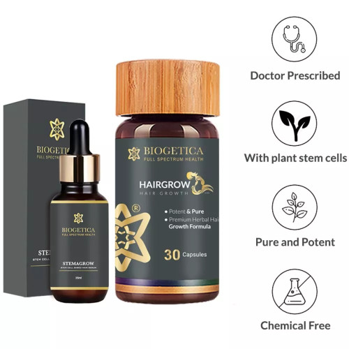 Biogetica Stemagrow Serum + Hairgrow  Capsules (Serum 20ml + 30  Capsules) (1Pack)