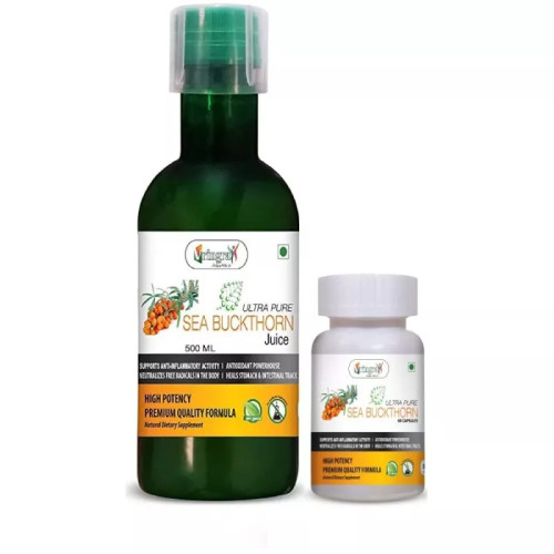 Vringra Sea Buckthorn  Capsules + Sea Buckthorn Juice (60 Capsules + Juice 500ml) (1Pack)