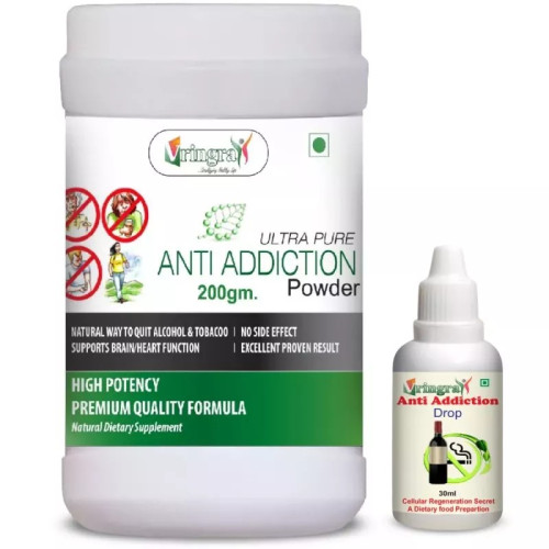 Vringra Anti Addiction Powder & Anti Addiction Drops (Powder 200g + Drops 30ml) (1Pack)
