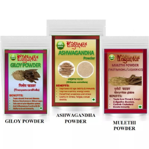 Yugantar Immunity Booster Combo Giloy 100g, Ashwagandha 100g, Mulethi 100g (1Pack)