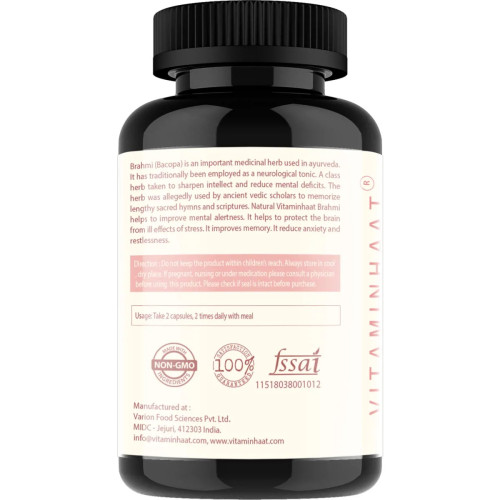 Vitaminhaat Brahmi Bacopa Monnieri  Capsules (90 Capsules)