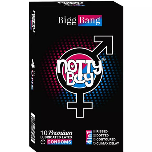 NottyBoy Bigg Bang 4 In 1 Lubricated Latex Condoms (10pcs)