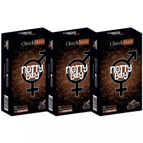 NottyBoy Checkmate Chocolate Flavoured Condoms (10pcs, Pack of 3)